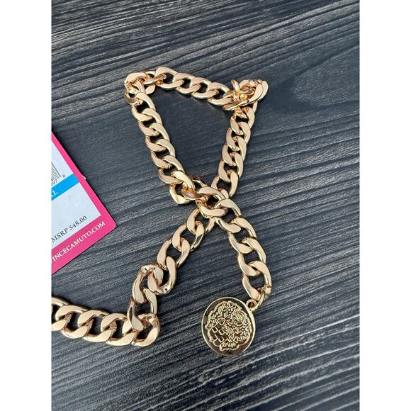 NWT Vince Camuto Chained Triple Belt with Gems and Coins Tassels Sz. L/XL - Picture 2 of 5